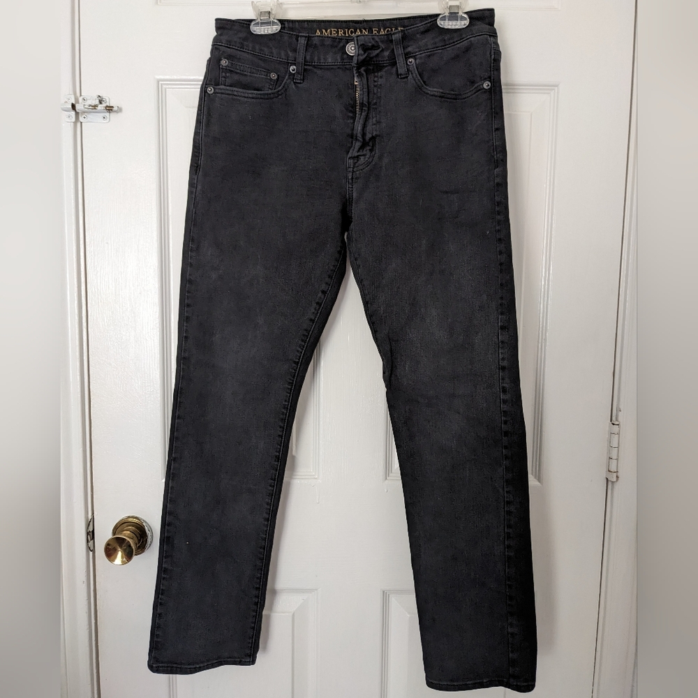 American Eagle Outfitters Men's Black Straight Jeans - Picture 2 of 10